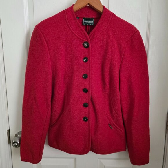 Geiger Collections 100% Wool Red Jacket Cardigan Women's Size 36 made in Austria - Picture 1 of 8